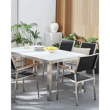 Zahradní židle sada 6 černých polyesterových nerezových moderních venkovních teras Beliani