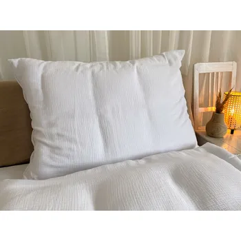 Povlečení Mušelínové povlečení bílá bio bavlna - 140x220 + 70x90 cm (prodloužené)