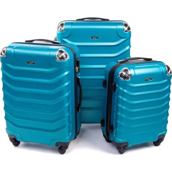 Tmavě tyrkysová sada 3 plastových kufrů "Premium" - vel. M, L, XL