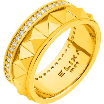 Prsten Pozlacený prsten z mosazi se zirkony - EL535-7954