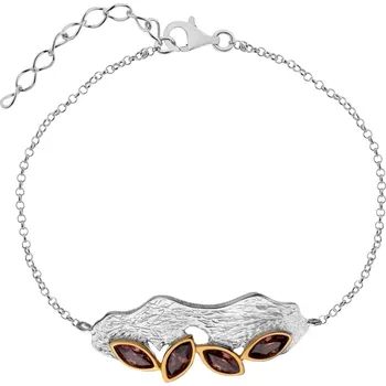 Náramek Pozlacený stříbrný náramek s broušeným sklem - AP536-9513