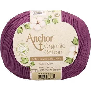 Příze Anchor Organic Cotton 240 Švestková (Bio bavlna Anchor Organic Cotton 240 Plum)