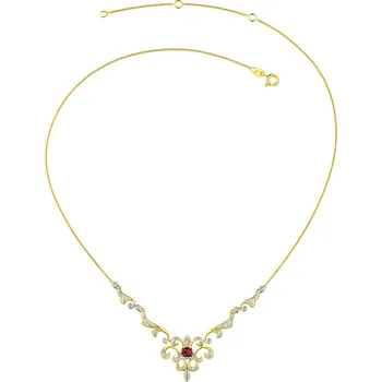 Náhrdelník Zlatý náhrdelník s brilianty a rubínem - ryzost 585 - 220.194