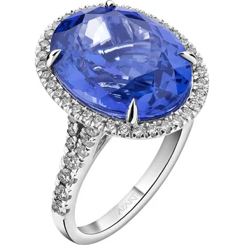 Prsten Prsten z bílého zlata s brilianty a tanzanitem - ryzost 750 - 157.243