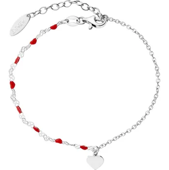 Náramek Stříbrný náramek se smaltem - srdce - AP536-7936