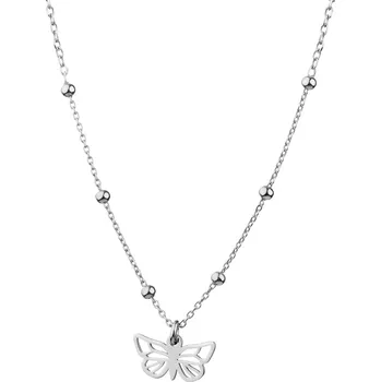 Náhrdelník Stříbrný náhrdelník - motýl, kuličky - AP534-8130