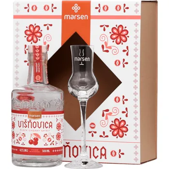 Pálenka Marsen Traditional Višňovica se sklenicí 42% 0,5l (darčekové balenie 1 pohár)