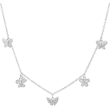 Náhrdelník Stříbrný náhrdelník se zirkony - motýli - AP535-8419