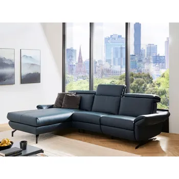 Sedací souprava Kožená rohová sedací souprava TRAPANI s motorovou funkcí TV Levý roh