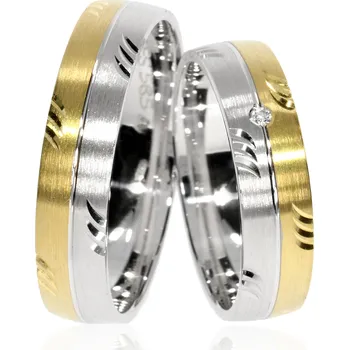 Prsten Zlatnictví Helios Zlaté snubní prsteny F-8533 Kameny: Se Zirkony