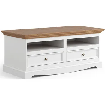 Televizní stolek Massivo.cz Dřevěný TV stolek Belluno Elegante, dekor bílá | zlatý dub, masiv, borovice