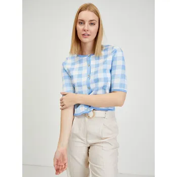 Dámský svetr Světle modrý dámský kostkovaný kardigan ORSAY - Dámské Orsay bílá | světle modrá 2067117