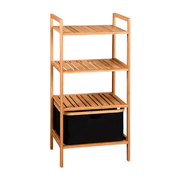 regál KESPER Regál policový 4 patra s úložným boxem, bambus 44 x 34 x 93 cm