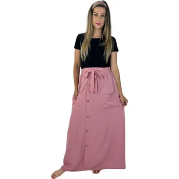 Dámská sukně Ležérní sukně s knoflíčky a kapsami- starorůžová