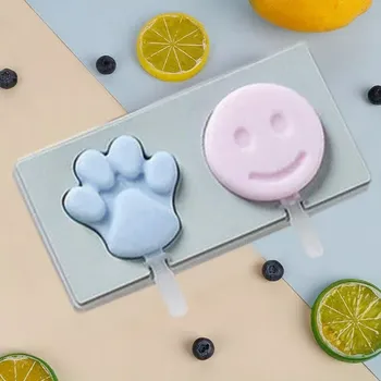 Silikonová forma na nanuky s víčkem - Smajlík a tlapka
