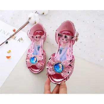 Dětská sálová obuv Frozen (Ledové království) Dívčí lesklé sandálky s flitry a s motivem oblíbené animované pohádky "Frozen" Barva: Růžová, Velikost EUR: 31