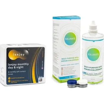 Kontaktní čočky Měsíční kontaktní čočky Lenjoy Monthly Day & Night (6 čoček) + Solunate Multi-Purpose 400 ml s pouzdrem Lenjoy kontaktní čočky