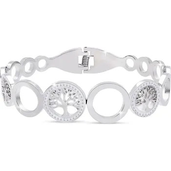 Náramek biju Pevný náramek z chirurgické oceli, strom života se zirkony 2002604