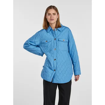 Dámská casual bunda Modrá dámská prošívaná košilová bunda Pieces Taylor Pieces modrá 2058009