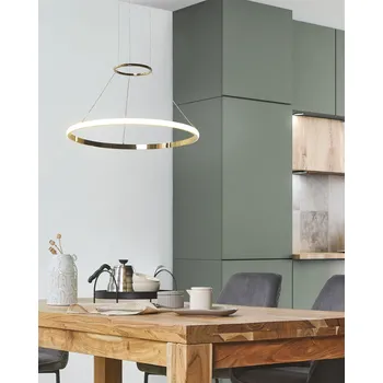 Závěsná lampa Zlatá Hliník Kov Integrovaná LED světla Kroužky Kulatý tvar Závěsné Moderní Glamour osvětlení Beliani