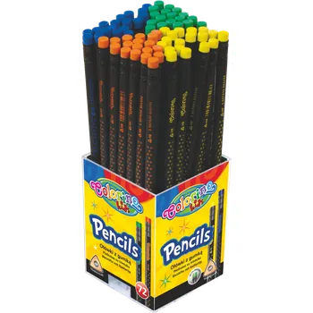 Mikrotužka Colorino grafitová tužka, Star, trojhranná, HB, s pryží, mix barev - 72 ks