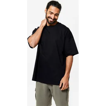 DOMYOS Pánské fitness tričko Loose 520 S ČERNÁ