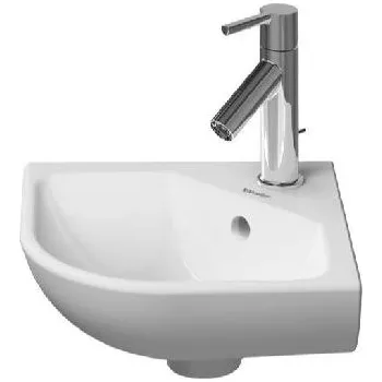 Umyvadlo Duravit ME by Starck - Rohové umývátko 43x38 cm, s přepadem, s otvorem pro baterii, matná bílá 0722433200