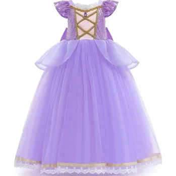 Dívčí šaty Disney Šaty princezny Lociky z pohádky Na vlásku - fialové s flitrovými rukávky Barva: Locika 11, Velikost: 3 roky