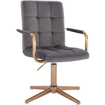 LuxuryForm DESIGN Kosmetická židle VERONA GOLD VELUR na zlatém kříži - tmavě šedá