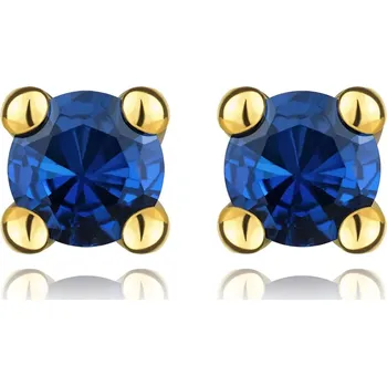 Náušnice Puzetové náušnice ze žlutého zlata 585 - syntetický safír modrý