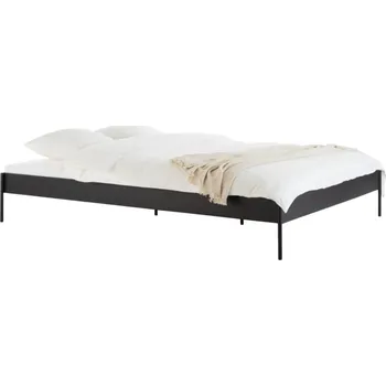 Postel noo.ma Černá kovová dvoulůžková postel Eton 200 x 200 cm s roštem