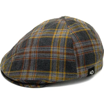 Čepice Bekovka Mellor Glamis – šedo-oranžové-žluté káro 22324 (až XXL) XXL (obvod 64 cm)