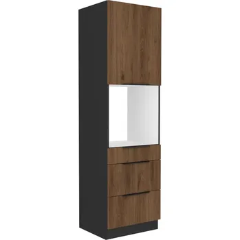 Kuchyňská linka MOB Vysoká skříňka na vestavnou troubu Tempo Kondela Monzesa 60 DPS 210 3S1F (ořech okapi + černá)