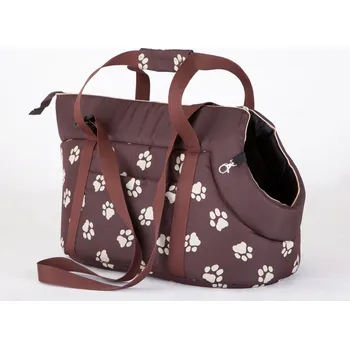 Taška pro psa a kočku DOGGY Taška pro psa cestovní - hnědá a bílé packy Velikost: R3 - d 50 x š 30 x v 32 cm