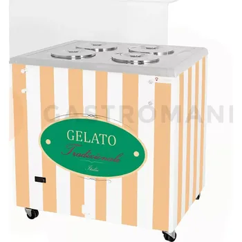 Zmrzlina Distributor na zmrzlinu, vitrína na zmrzlinu, konzervátor, retro, 4 tub, kulaté nádoby, 843x670x895 mm | RESTO QUALITY, GELATO POZETTI 4 BEIGE