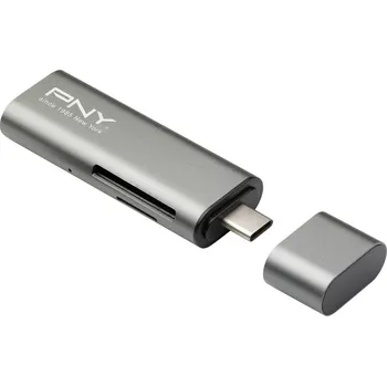 Čtečka paměťových karet PNY R-TC-UA-3N1E01-RB externí čtečka paměťových karet USB-C™ (USB 3.2 Gen 1) metalická
