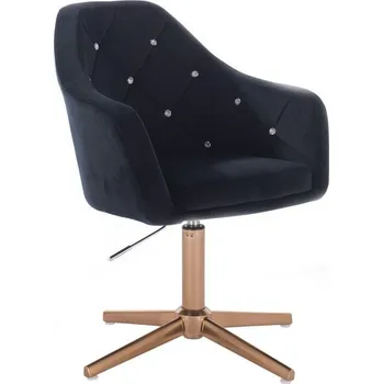 LuxuryForm DESIGN Kosmetické křeslo ROMA VELUR na zlatém kříži - černé