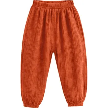 Pohodlné dětské lehké letní lněné kalhoty Barva: Červená, Velikost: 8-9 let (140)