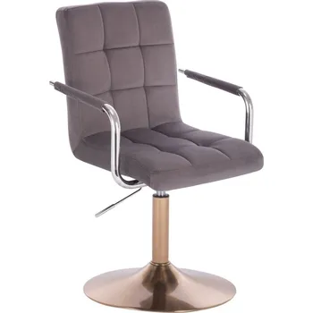 LuxuryForm DESIGN Kosmetická židle VERONA VELUR na zlatém talíři - tmavě šedá