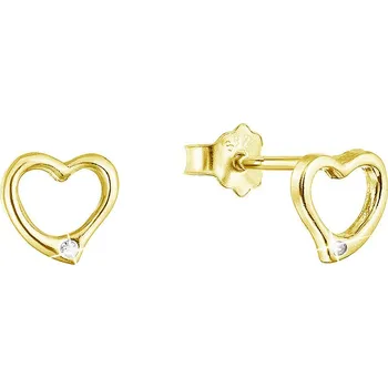 Náušnice EVOLUTION GROUP CZ Pozlacené stříbrné náušnice srdíčka se zirkonem - 11523.1