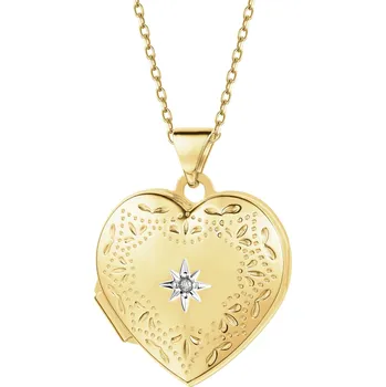 Přívěsek Zlatý přívěsek s diamantem - otevírací medailon - srdce - 0,005 ct - ryzost 585 - 197.167 Žluté zlato