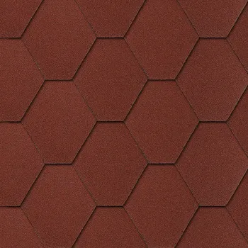 Střešní krytina Asfaltový šindel - HEXAGONAL, červený (samolepící asfaltový šindel šestiúhelník ČERVENÝ)