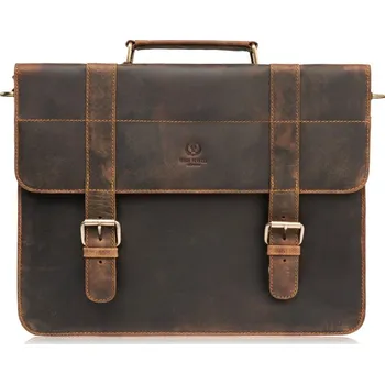 Pánská aktovka Paolo Peruzzi Pánská kožená aktovka vintage PAOLO PERUZZI; tmavě hnědá