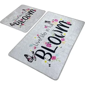 Koupelnová předložka Sada 2 kusů koupelnových předložek Bloom šedá