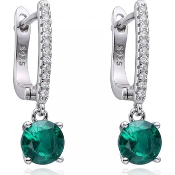 Náušnice JKB Jewel Stříbrné visací náušnice se zeleným kamenem