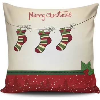 Dekorativní polštářek Vánoční dekorační polštář JIVE III 43x43 cm krémový/červený