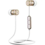 Bezdrátová sluchátka Powerton W2 s magnetickým uchycením bílo-zlatá
