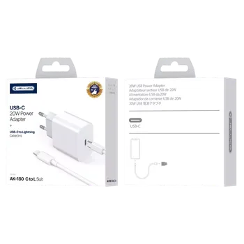 Jellico síťová nabíječkaAK180 PD 20W USB-C+ kabel USB-C / Lightning bílá