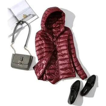 Pánská softshellová bunda Dámská bunda s podšívkou kachní peří Velikost: L, Barva (Varianta): Red wine s kapucí