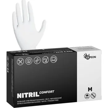 Pracovní rukavice Nitrilové rukavice Espeon Nitril Comfort - 100 ks, bílé, velikost M (100021) + dárek zdarma